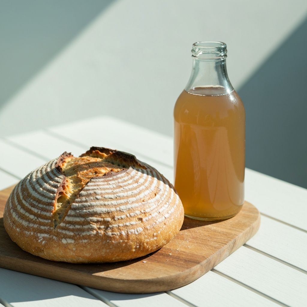 Chleb żytni na zakwasie i kombucha w butelce